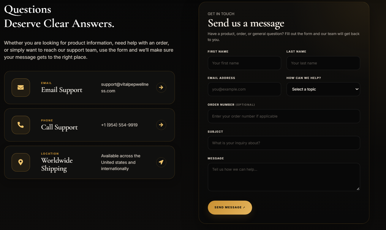 Vital Pep Wellness Contact Form